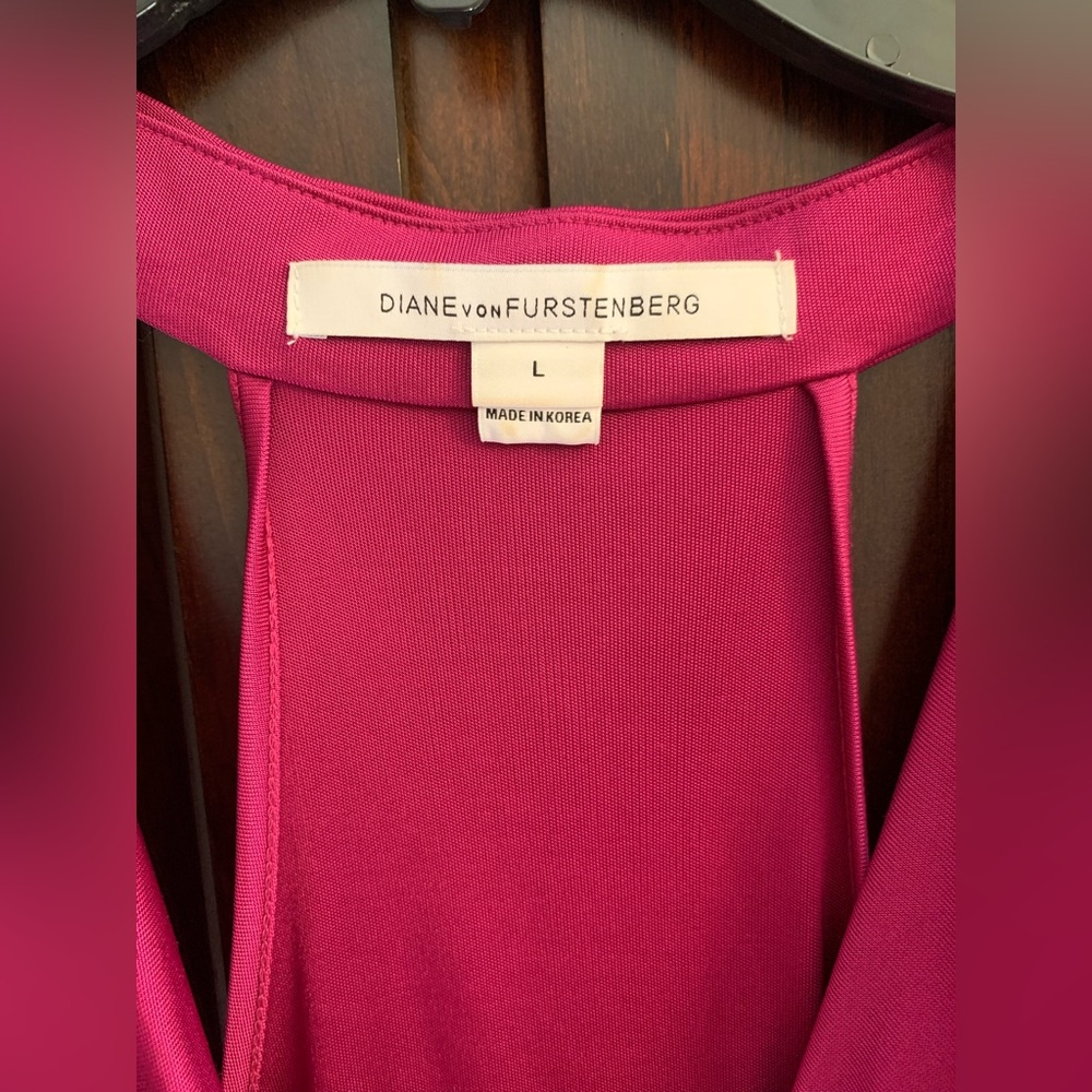Diane Von Furstenberg Large Tank Top Sleeveless Pink Sexy Fuchsia XL summer club - Picture 3 of 12